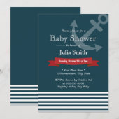 Ancre nautique Marine Blue Baby Shower Invitations (Devant / Derrière)