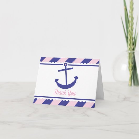 Ancre nautique Merci marine rose Baby shower (Devant)