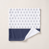 Ancre nautique monogramme Bleu Blanc Côté (Gant de toilette)