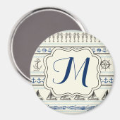 Ancre nautique Monogramme nautique Aimant initial (Recto/Verso)