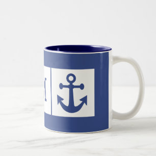 Ancre nautique monogramme personnalisé tasses