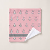 Ancre Nautique personnalisée Salle de bain rose gr (Gant de toilette)