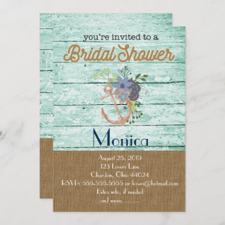 Ancre nautique Plage nuptiale de douche Invitation