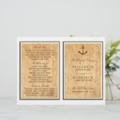 Ancre nautique Programme Vintage de mariage papier (Debout devant)