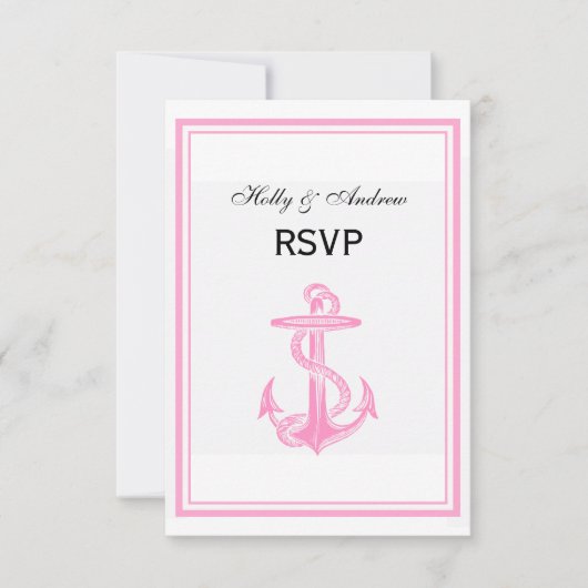 Ancre nautique rose encadré 2V RSVP (Devant)