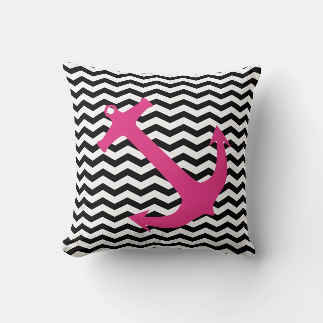 Ancre nautique rose et Coussin d'impression Chevro (Recto)