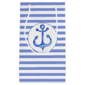 Ancre nautique - Sac cadeau bleu rayé de la Marine (Devant)