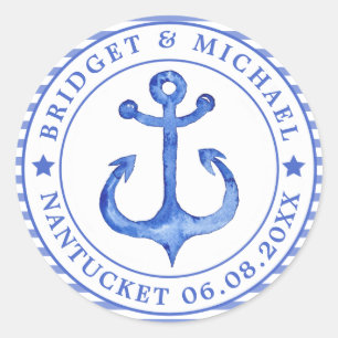 Ancre nautique - Stickers de mariage rayé de la ma