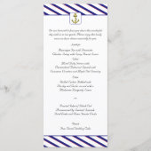 Ancre nautique sur Blue Stripe Mariage Menu (Devant)