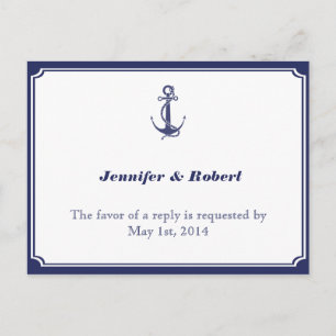 Ancre nautique sur carte postale RSVP de la Marine
