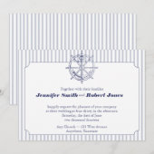 Ancre nautique sur Faire-part de mariage à rayures (Devant / Derrière)