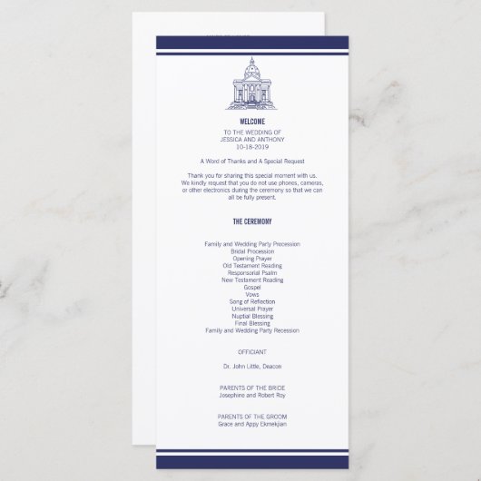 Ancre nautique sur le programme de mariage de la M (Devant / Derrière)