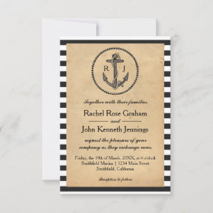Ancre nautique vintage - Faire-part de mariage 3x5