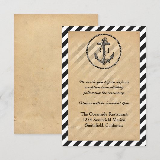 Ancre Naútíque Vintage - Invitation de Réception (Devant / Derrière)