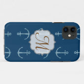 Ancre nautique voile Monogramme IPHONE 5 Coque (Dos (Horizontal))