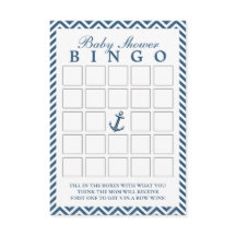 Ancre nautique Zigzag Baby shower Cartes de Bingo