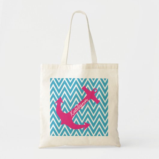 Ancre personnalisée & Sac fourre-tout Chevron Turq (Devant)