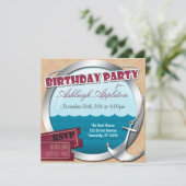 Ancre & Porthole En Mer Invitations Anniversaires (Debout devant)
