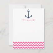 Ancre rose Chevron Monogram Invitation papeterie (Devant)