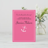 Ancre rose Nautical Wedding shower Invitation (Debout devant)