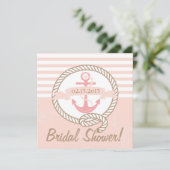 Ancre rose Nautique Invitation de douche nuptiale (Debout devant)