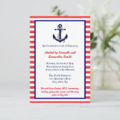 Ancre rouge blanc et bleu - Invitation 3x5 Party (Debout devant)
