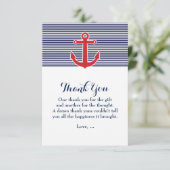 Ancre rouge Bleu bleu et blanc Carte de remercieme (Debout devant)