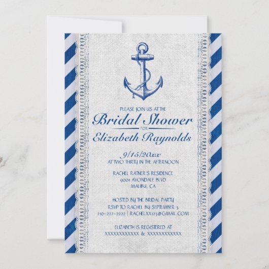 Ancre Russe Invitations De Douche Nautique (Devant)