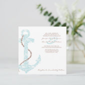 Ancre Turquoise et Brown Beach Wedding Invitation (Debout devant)