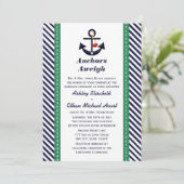 Ancre verte et marine Invitations de mariage nauti (Debout devant)
