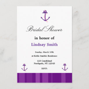 Ancre violette Invitation de douche nuptiale