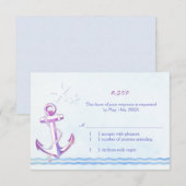 Ancre violette Nautical Beach Wedding RSVP (Devant / Derrière)