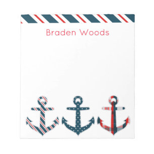 Ancres à motifs nautiques Bloc-notes personnalisé