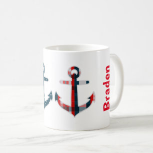 Ancres à motifs nautiques Mug personnalisé