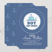 Ancres adorables Invitation Baby shower de garçon (Devant / Derrière)