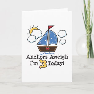 Ancres Aweigh Sailboat 3e anniversaire Invitations