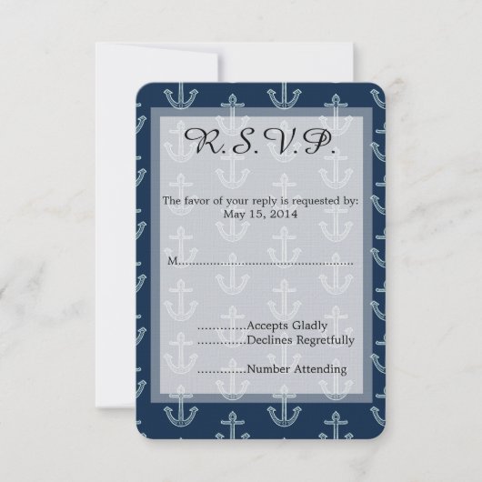 Ancres bleu marine mariage RSVP (Devant)