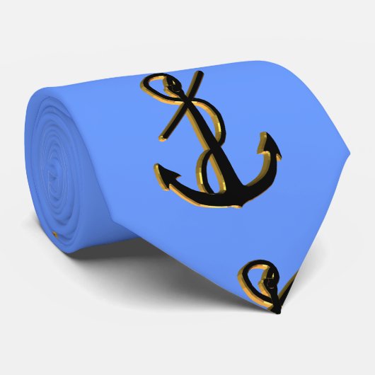 Ancres cravate bleu, noir, or (Roulé)