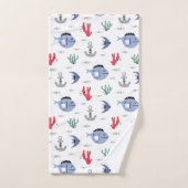 Ancres et vie marine (Serviette à main)