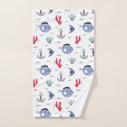 Ancres et vie marine (Serviette à main)