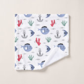 Ancres et vie marine (Gant de toilette)