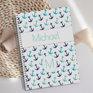 Ancres Nautiliques Monogramme Bleu Tendance