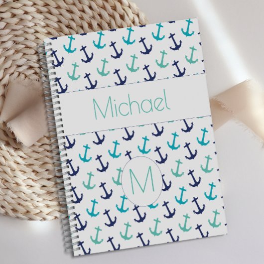 Ancres Nautiliques Monogramme Bleu Tendance