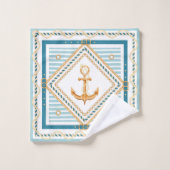 Ancres nautiques et vagues  (Gant de toilette)