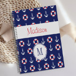 Ancres nautiques Marine Red Trendy Monogramme<br><div class="desc">Une amusante Ancres nautiques Navy Red Print décore cette couverture de planificateur et peut être personnalisée avec votre initiale et votre nom. Revenir. Découvrez notre gamme complète de produits dans notre boutique Zazzle.</div>