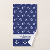 Ancres nautiques sur l'ensemble de serviettes de b (Serviette à main)