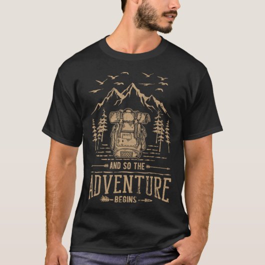 And So The Adventure Begins Hiker Backpack Mountai T-shirt (Voorkant)
