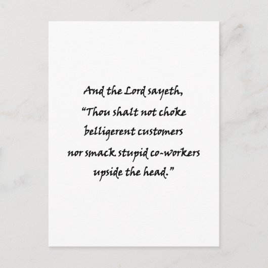 And the Lord sayeth Briefkaart (Voorkant)