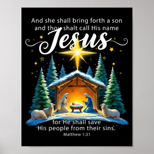 And Thou Shalt Call His Name Jesus Nativity Christ Poster (Voorkant)