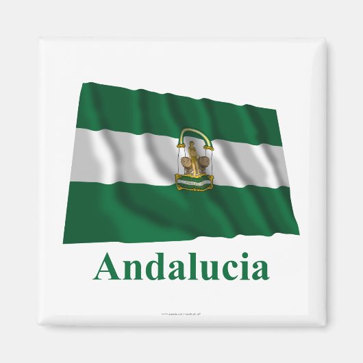 Andalucía waving flag with name magneet (Voorkant)